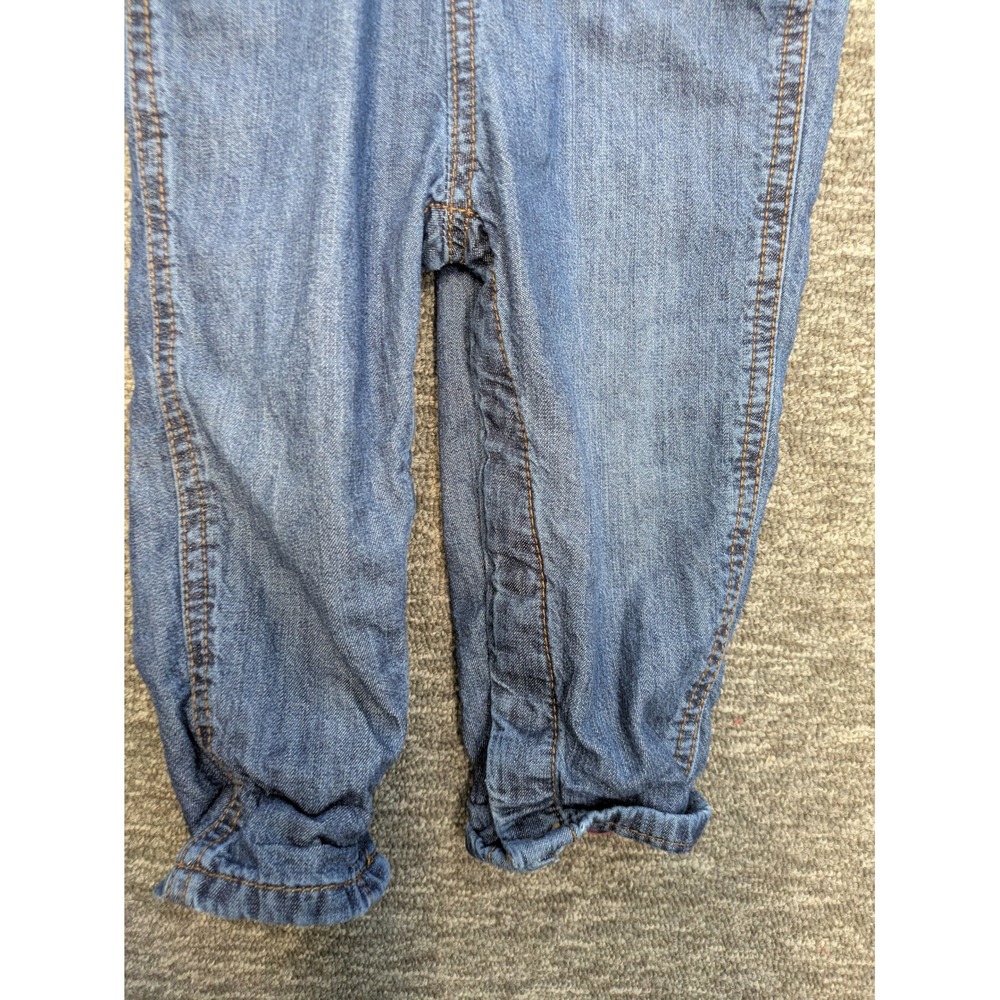 OshKosh B'gosh Denim Overalls Kid's 24M Blue Plaid Lined Adjustable Straps - Picture 2 of 8